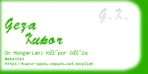 geza kupor business card